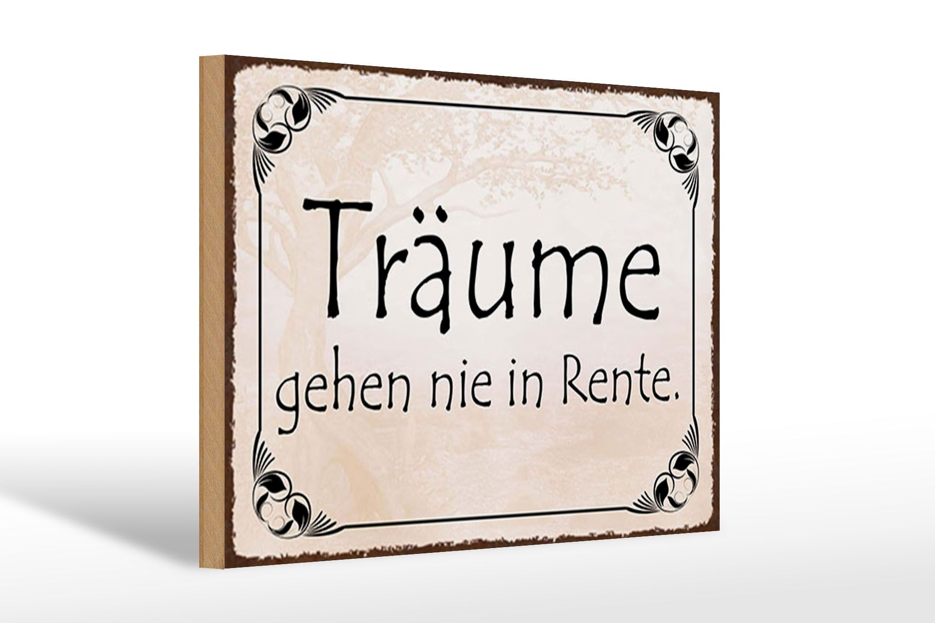 Letrero de madera con frase, 20x30 cm, "Los sueños nunca se retiran", cartel decorativo