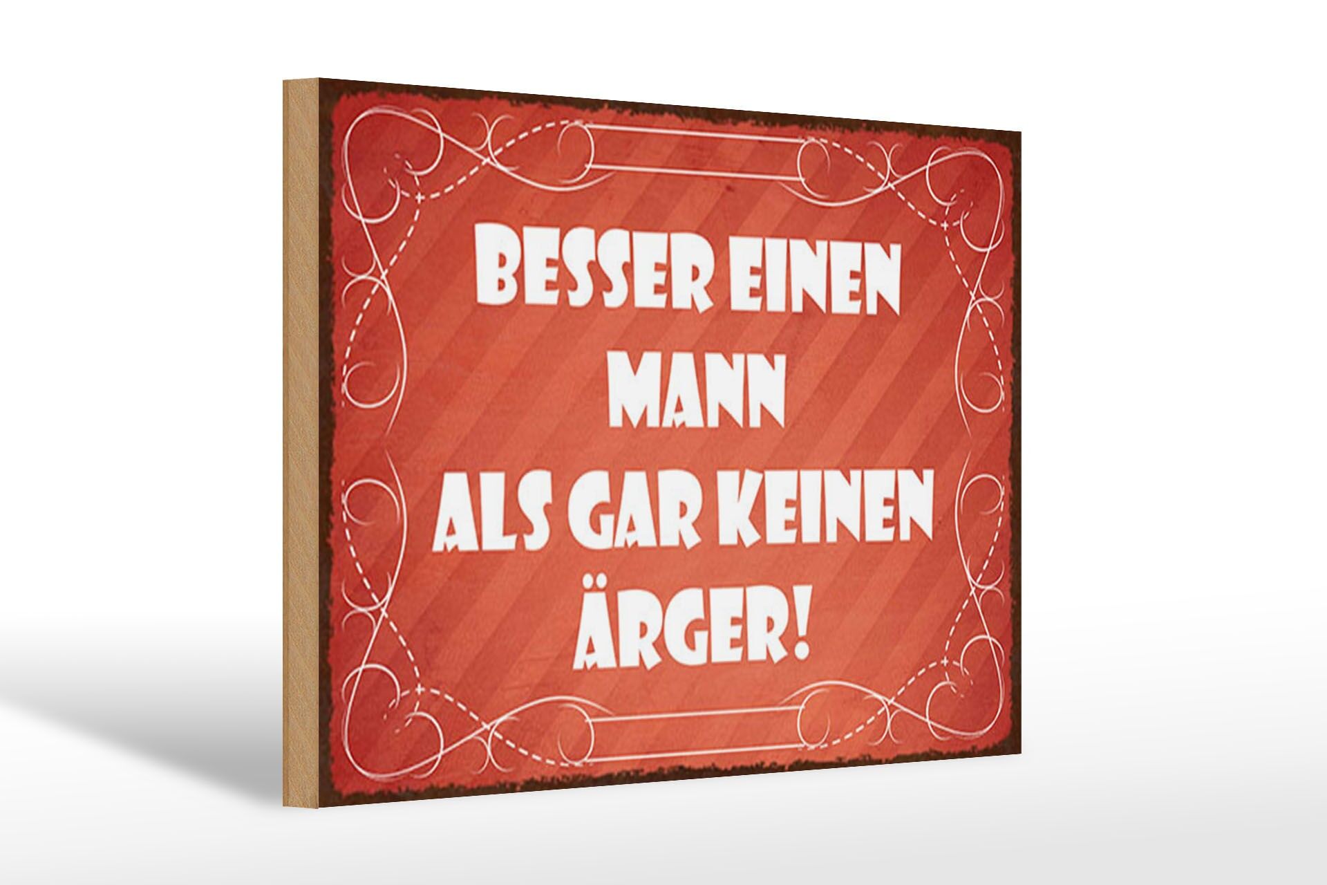 Letrero de madera con el lema, 20x30 cm: más vale hombre que nada de problemas, cartel decorativo