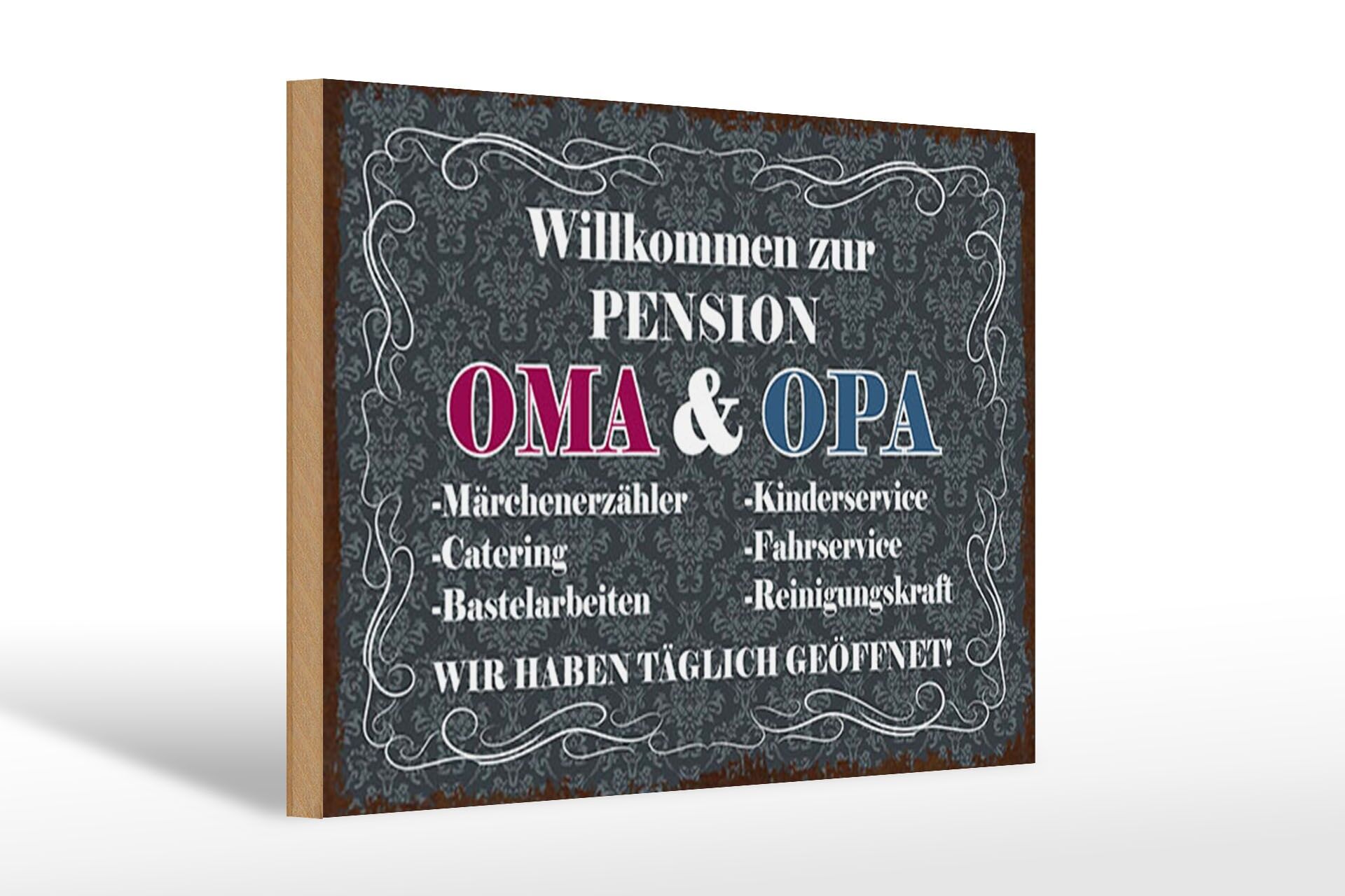 Letrero de madera con el mensaje "Bienvenidos a la Pensión de los Abuelos" 20x30 cm Letrero decorativo