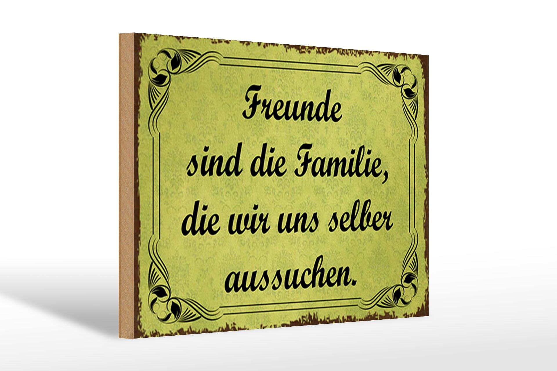 Letrero de madera con frase 20x30 cm: Los amigos son la familia que elegimos