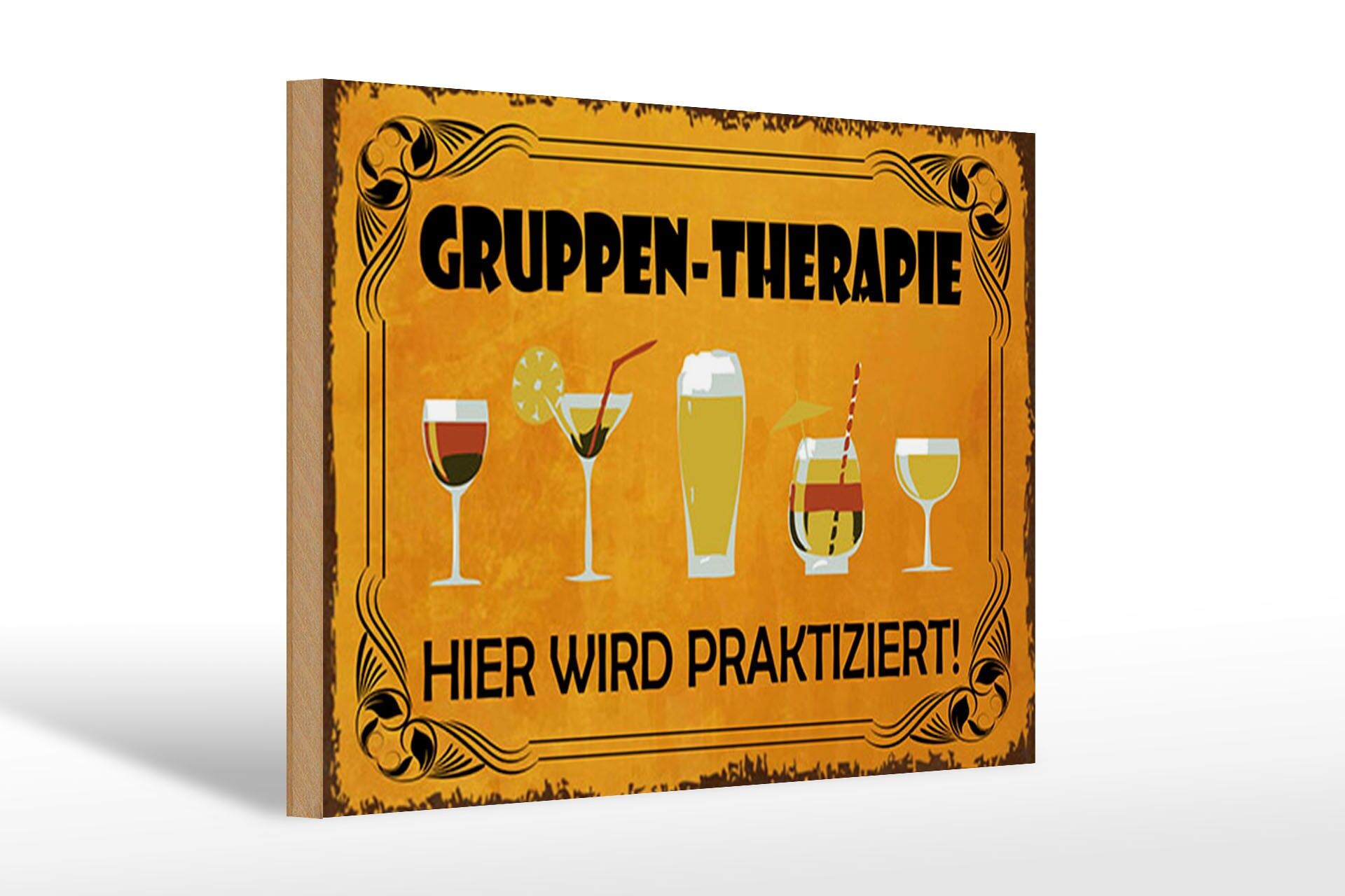 Letrero de madera "Cóctel" 20x30 cm, terapia de grupo, aquí se practica, letrero decorativo
