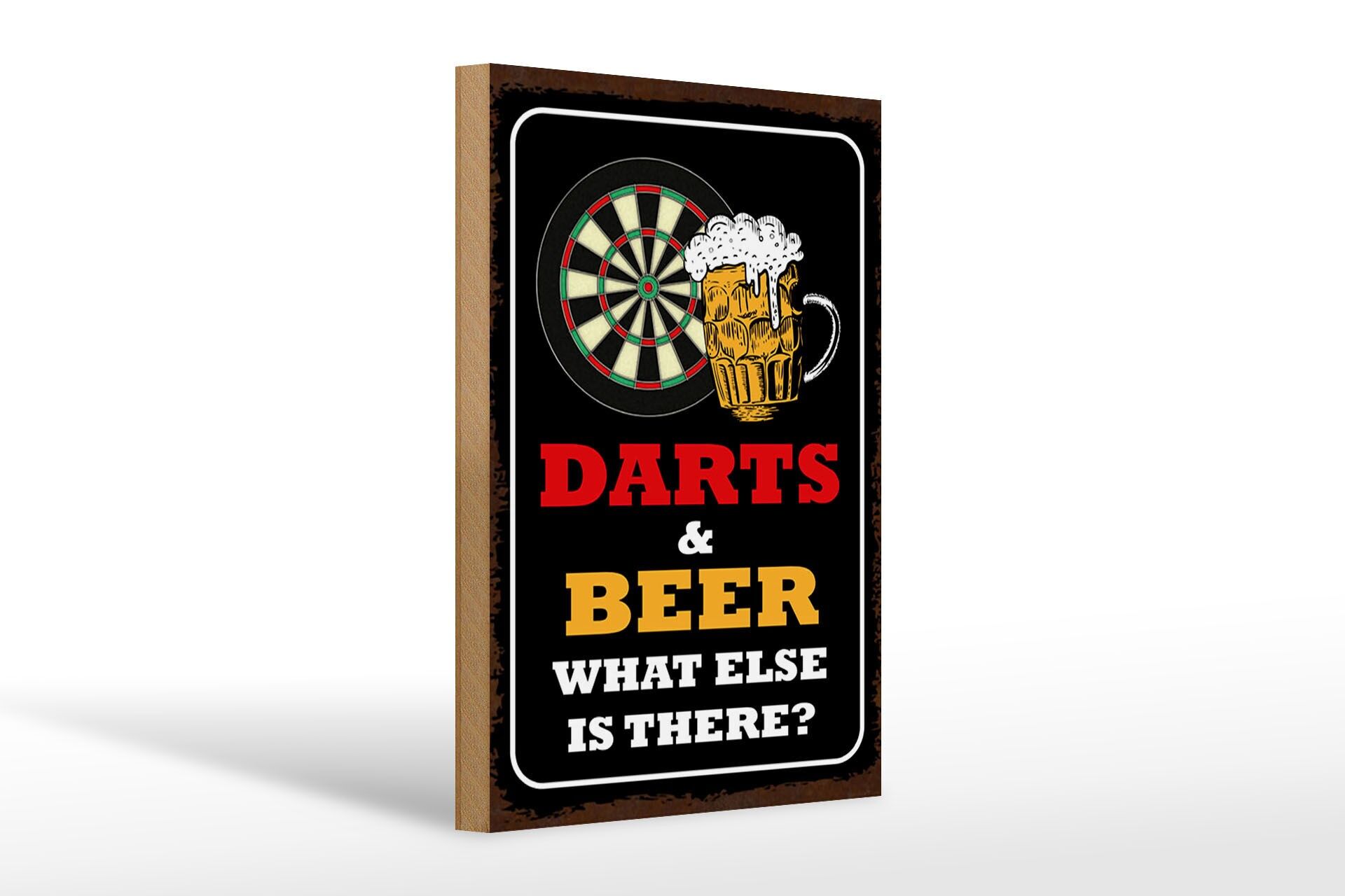 Letrero de madera con frase 20x30 cm Dardos y Cerveza ¿qué más hay? Letrero decorativo