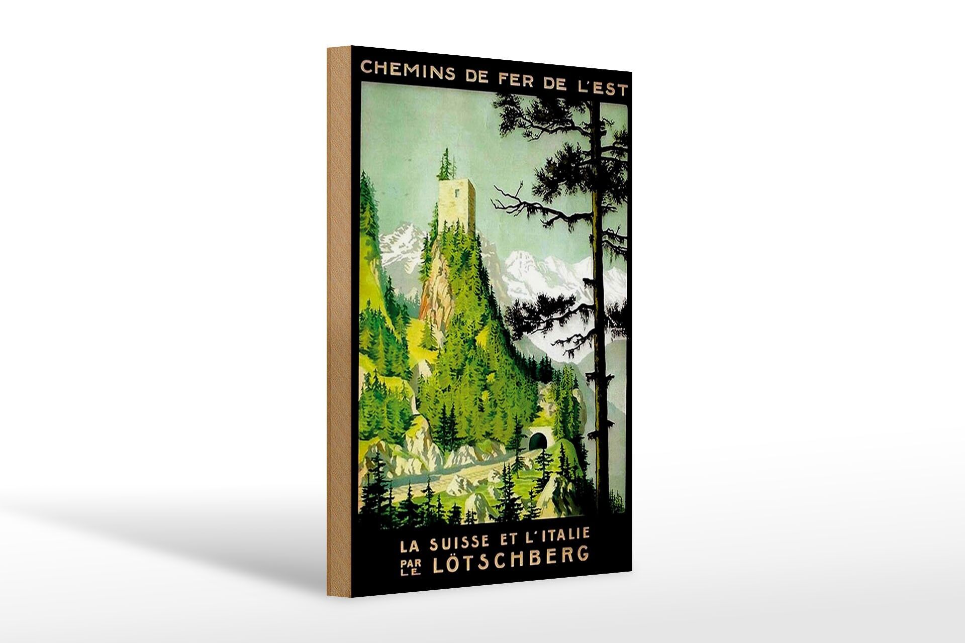 Holzschild Reise 20x30 cm La suisse et l italie Lötschberg Deko Schild