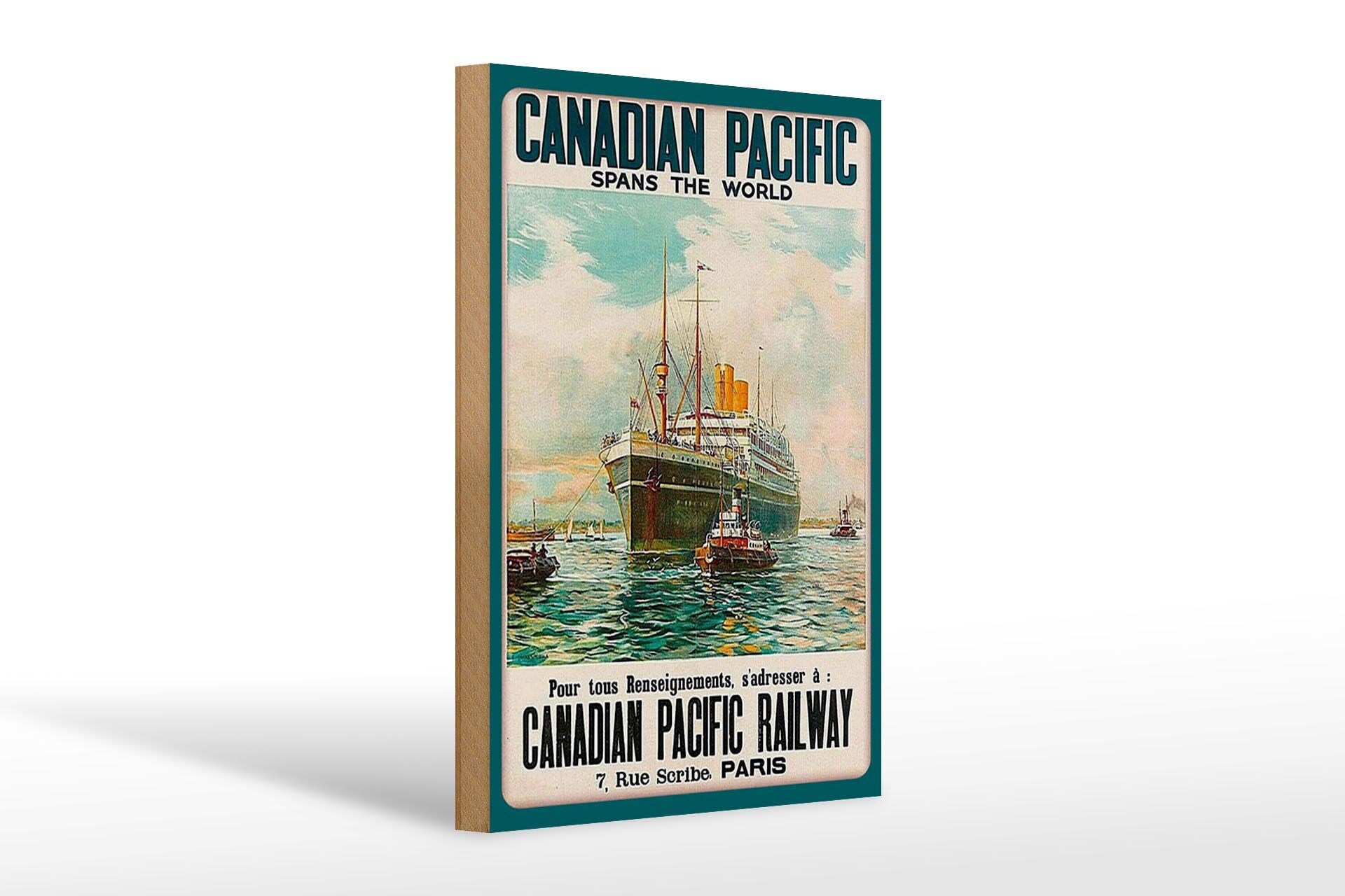 Holzschild Reise 20x30 cm Canadian Pacific Railway Deko Schild