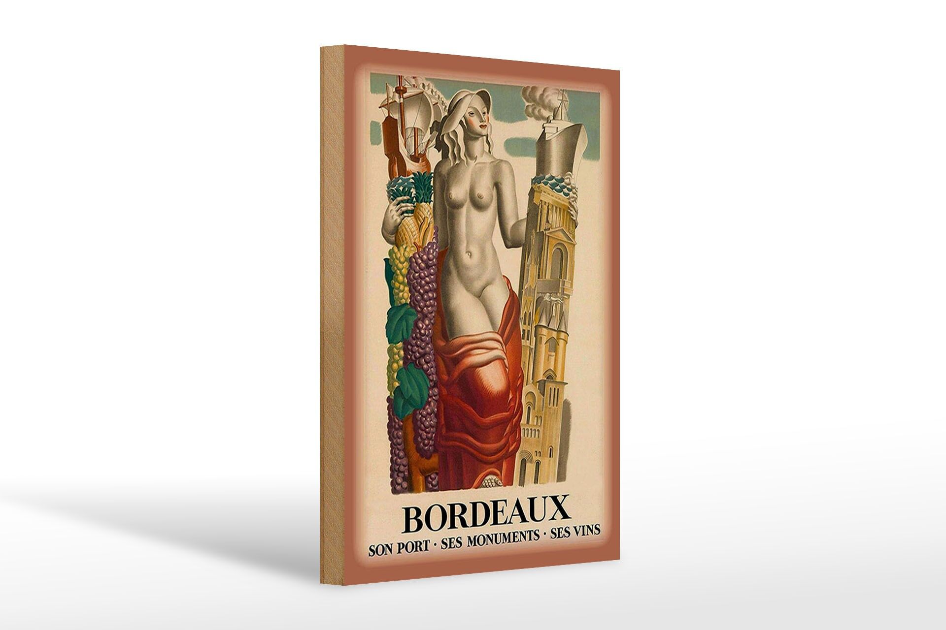 Holzschild Reise 20x30 cm Bordeaux France son port ses monuments Deko Schild