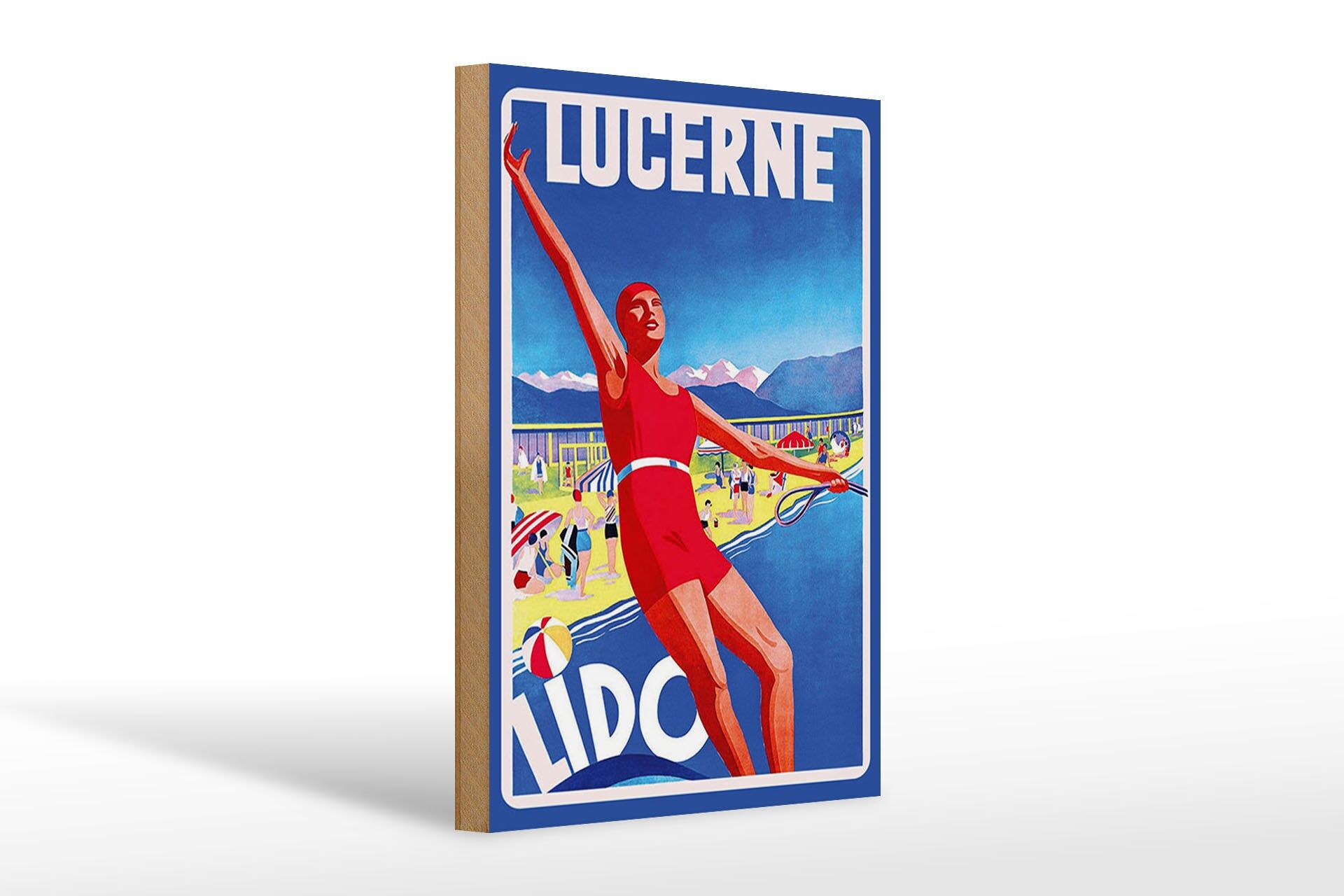 Holzschild Reise 20x30 cm Luzerne Lido Nostalgie Deko Schild
