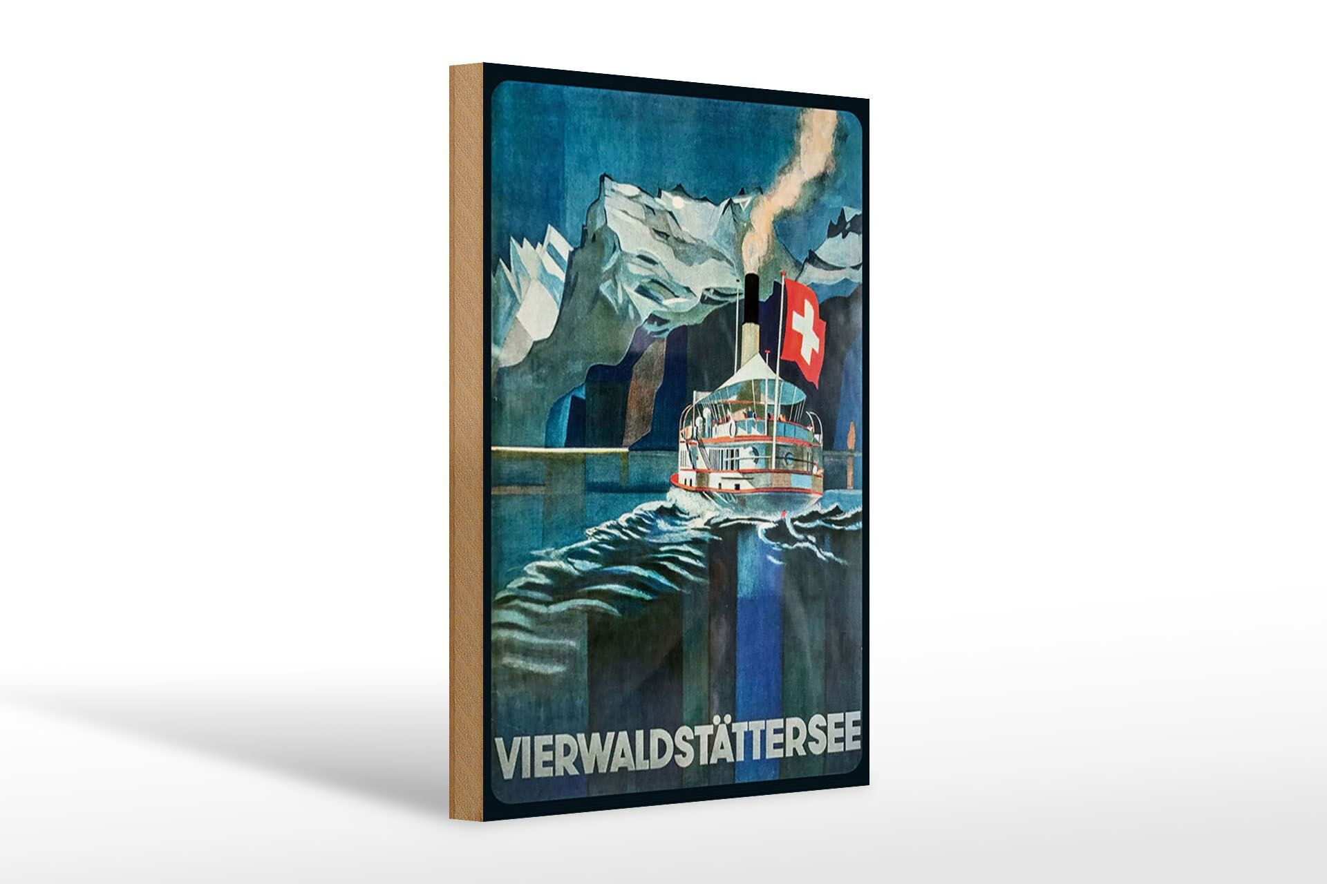 Holzschild Reise 20x30 cm Vierwaldstättersee Dampfer Deko Schild