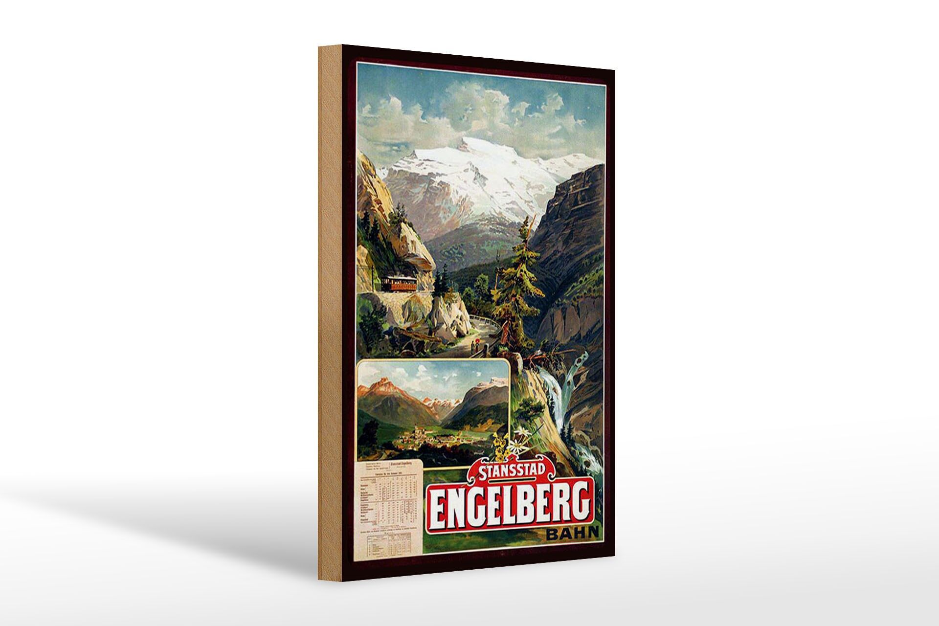 Holzschild Reise 20x30 cm Stansstad Engelberg Bahn Nostalgie Deko Schild