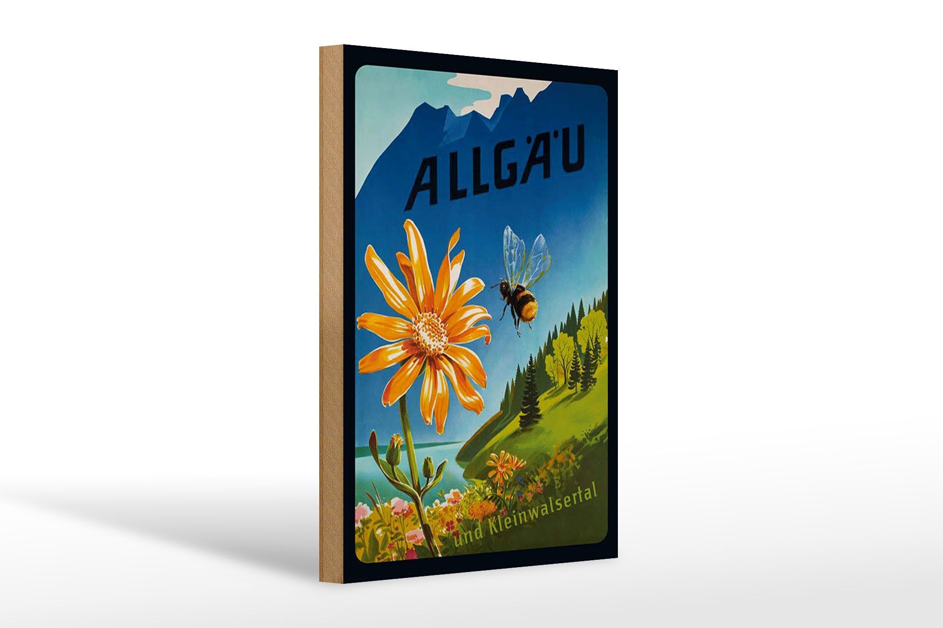 Holzschild Reise 20x30 cm Allgäu und Kleinwalsertal Deko Schild