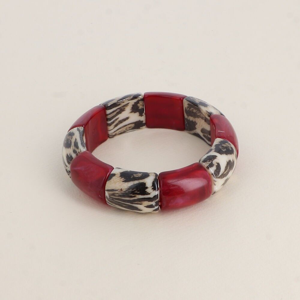 Elastisches Armband – Harzperlen und Harz mit Leopardenmuster