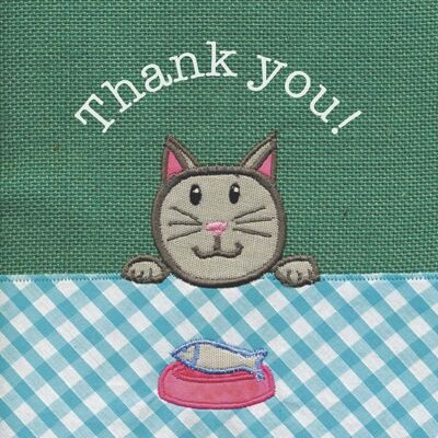 Mini tarjeta de agradecimiento gato 10cm