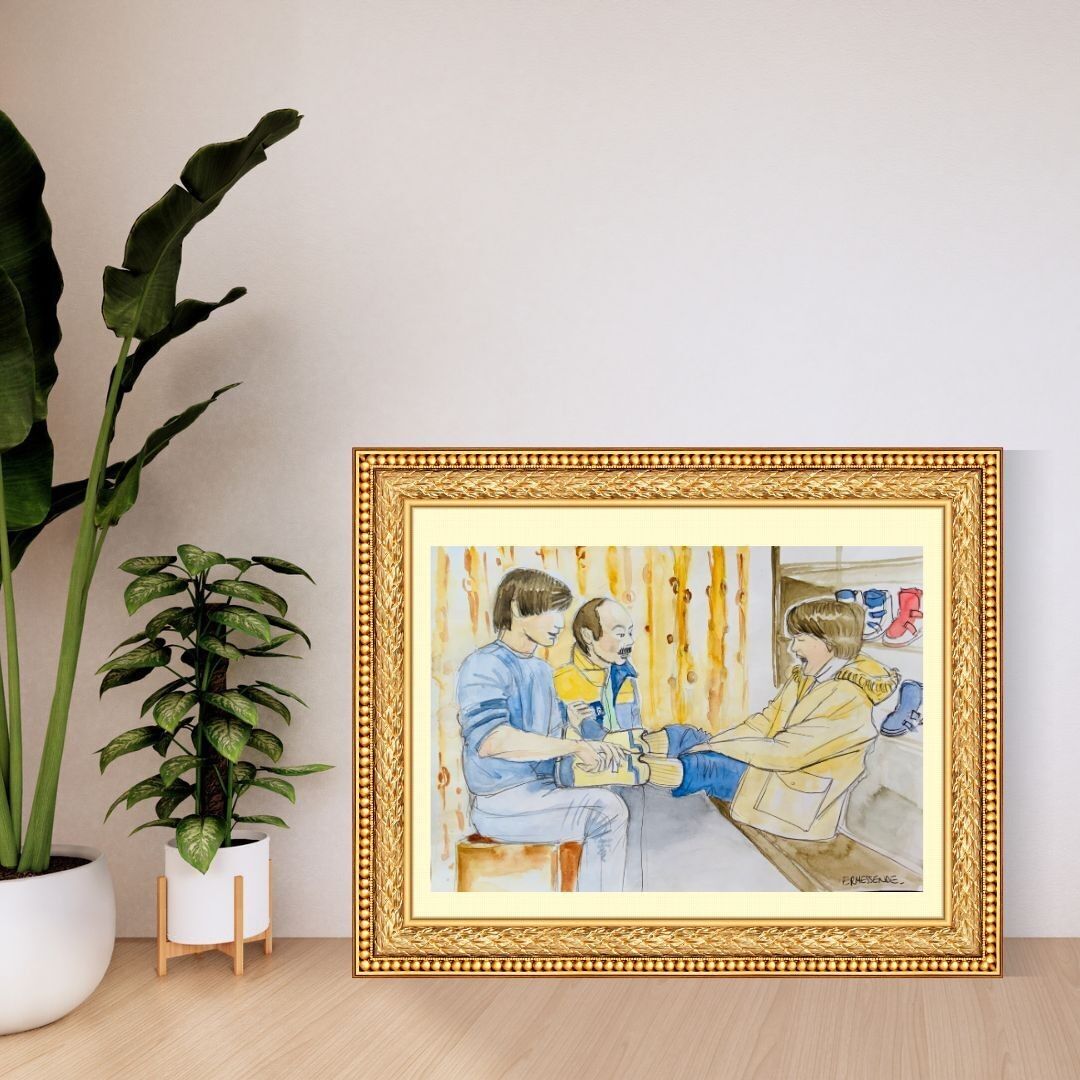 Print Format A4 / carte postale - Nathalie essaie ses chaussures