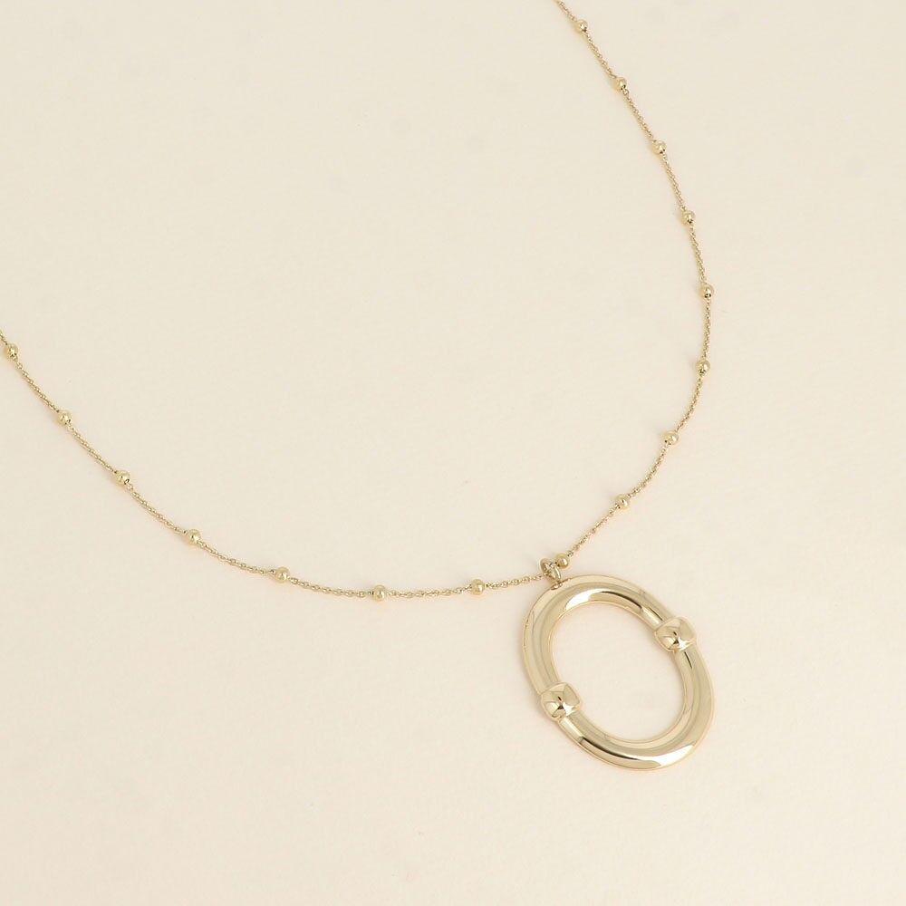 Necklace - large shiny oval pendant