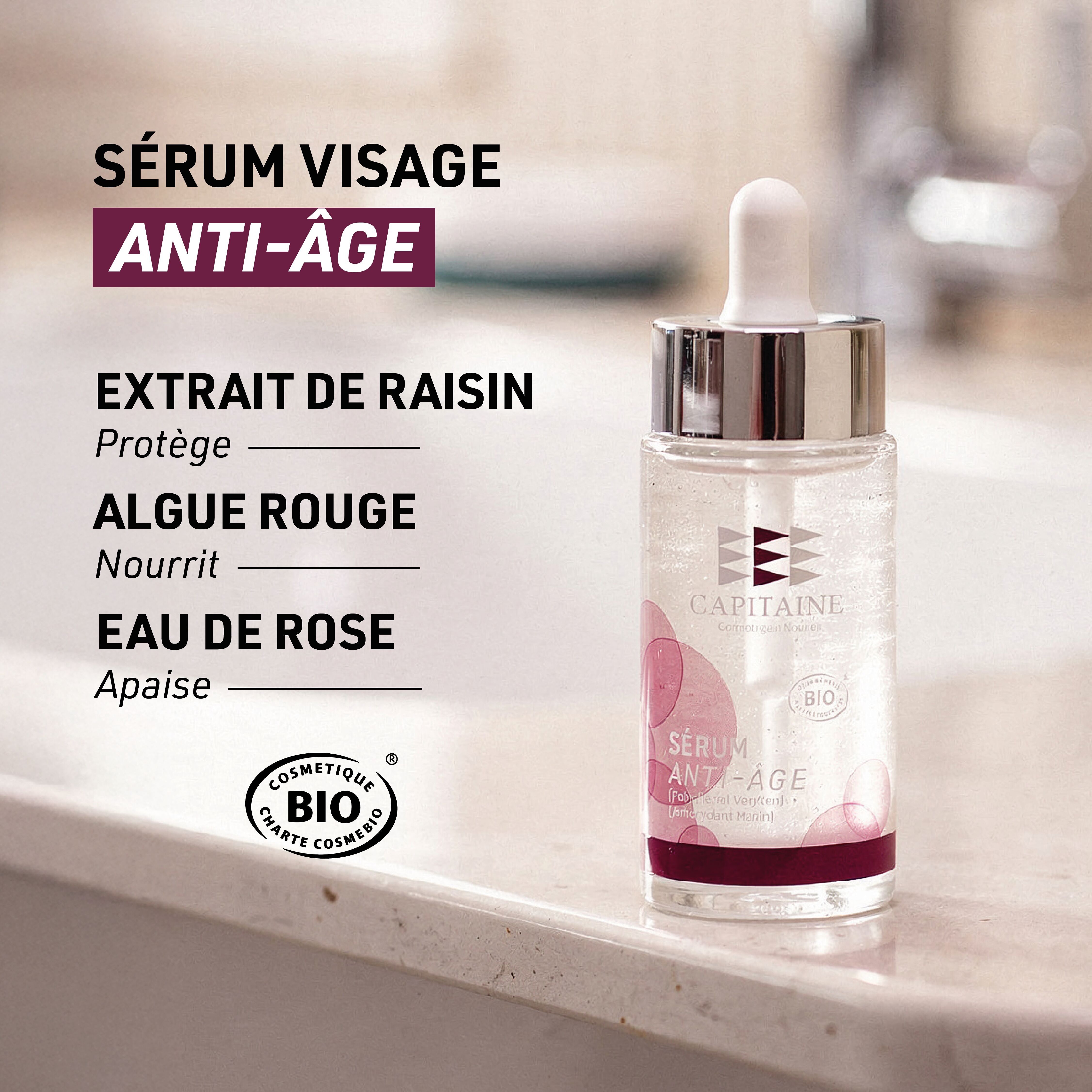 Organic Face Serum - Anti-Aging - Red Algae & Grape Extract - 30ml