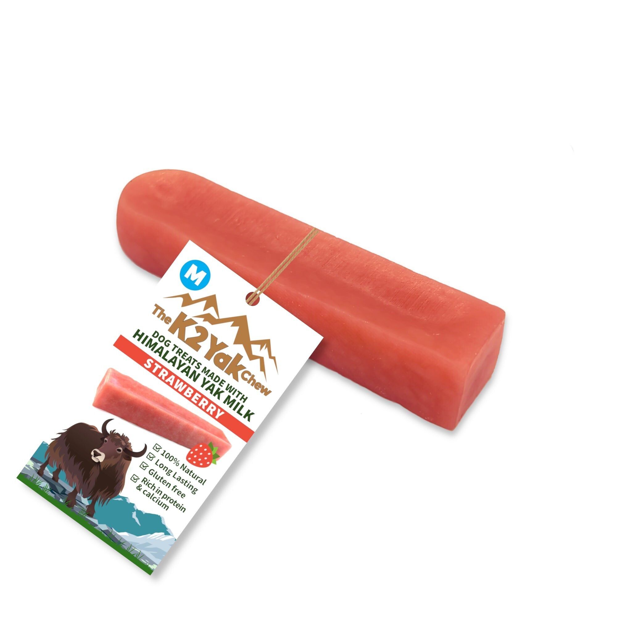Friandises pour chiens K2 Yak Chews, saveur fraise, format moyen, 70-80 g