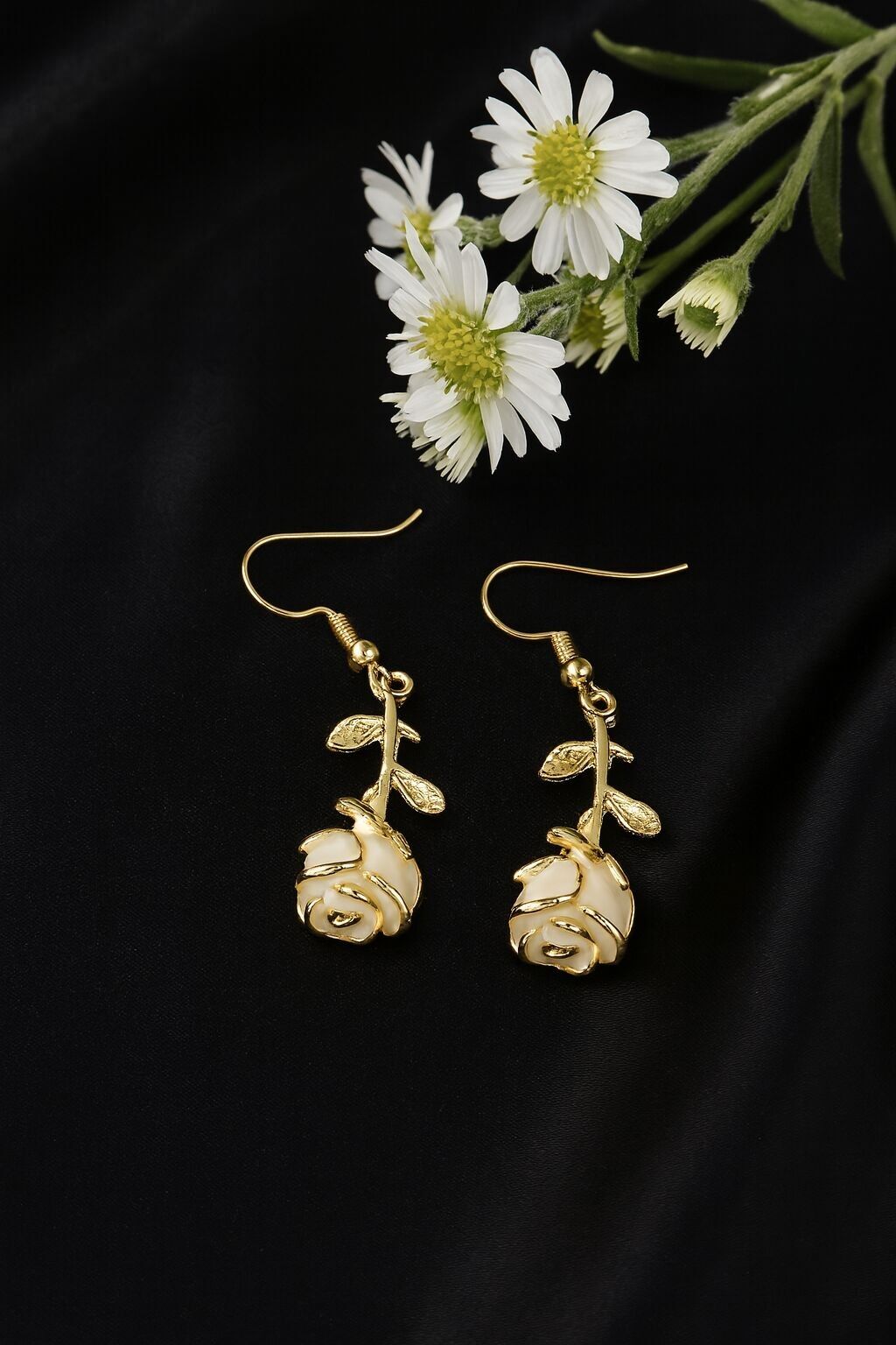 Enamel Rose Earrings