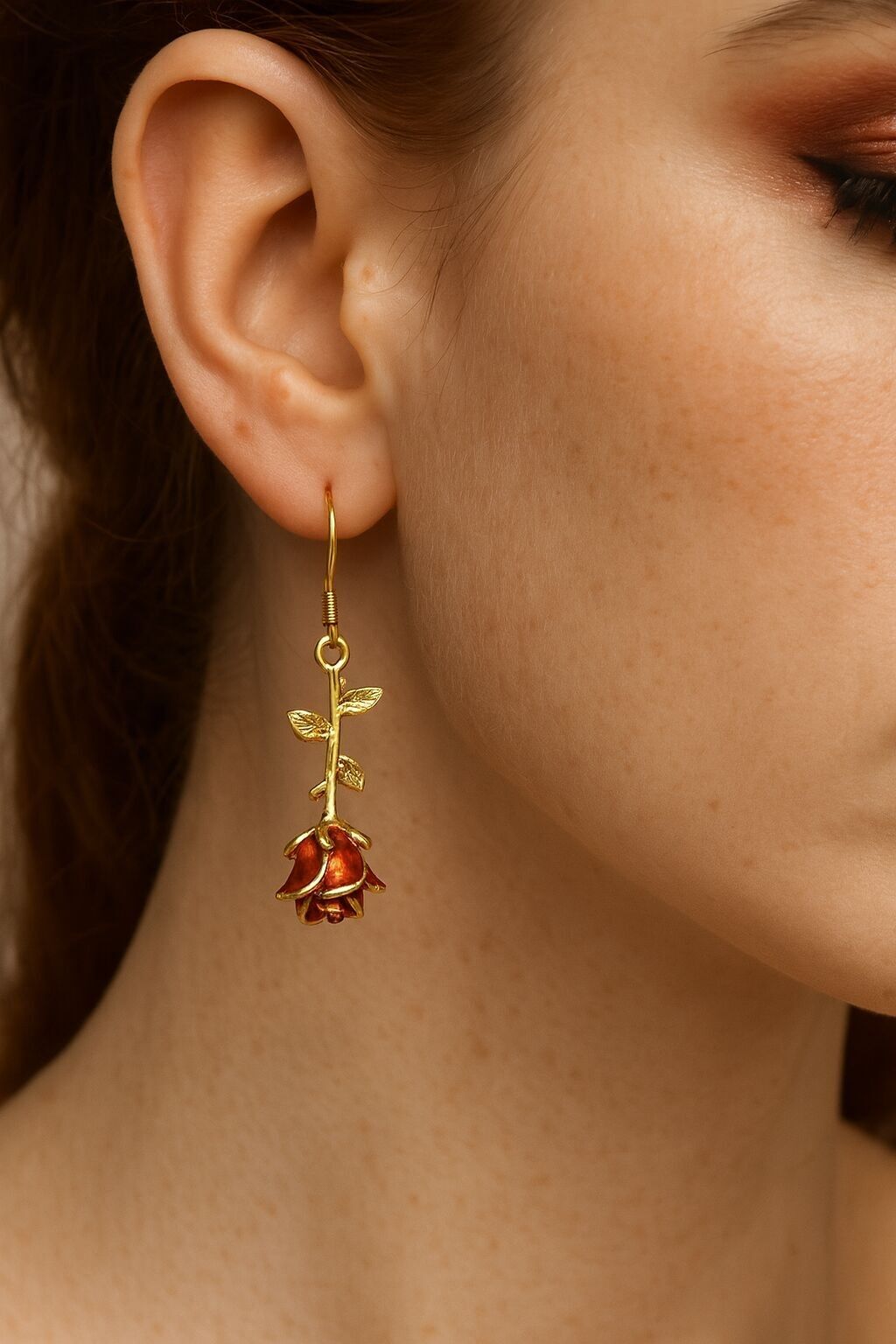 Enamel Rose earrings