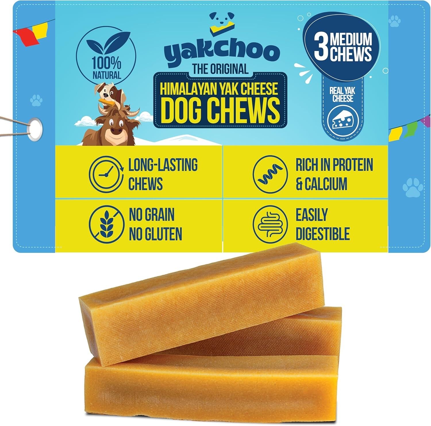 Yakchoo Himalayan Yak Cheese Dog Chews Medium 70g 2pk or 3pk