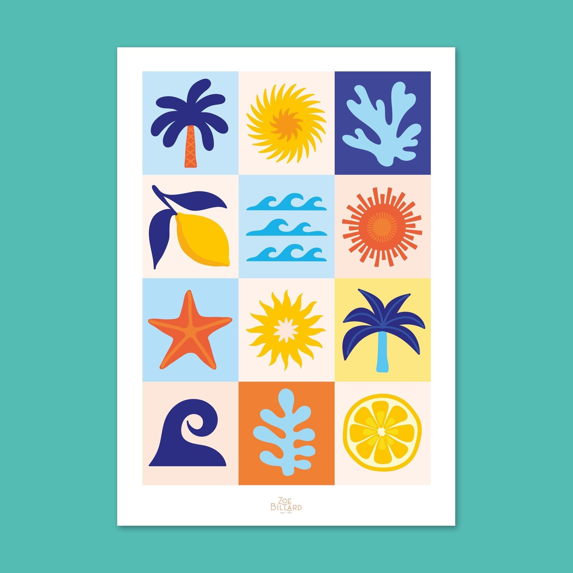 Póster de verano a cuadros