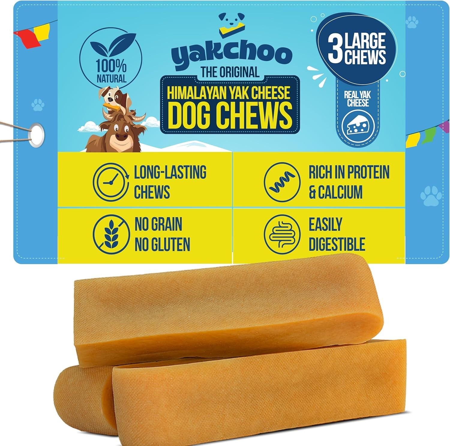 Yakchoo Himalayan Yak Cheese Dog Chews Large 130g 2pk or 3pk