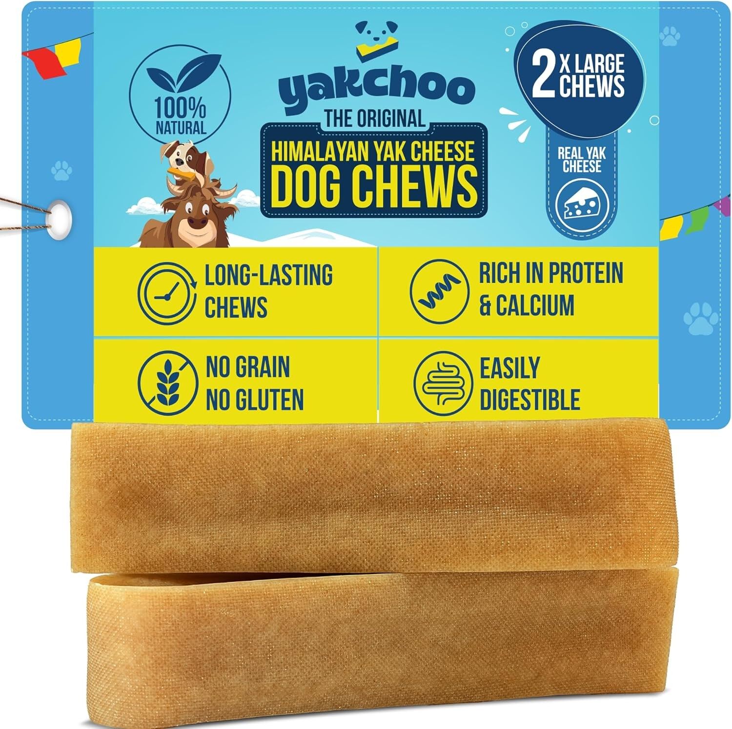 Friandises à mâcher pour chiens Yakchoo au fromage de yak de l'Himalaya, format XL 150 g, paquet de 1 ou 2