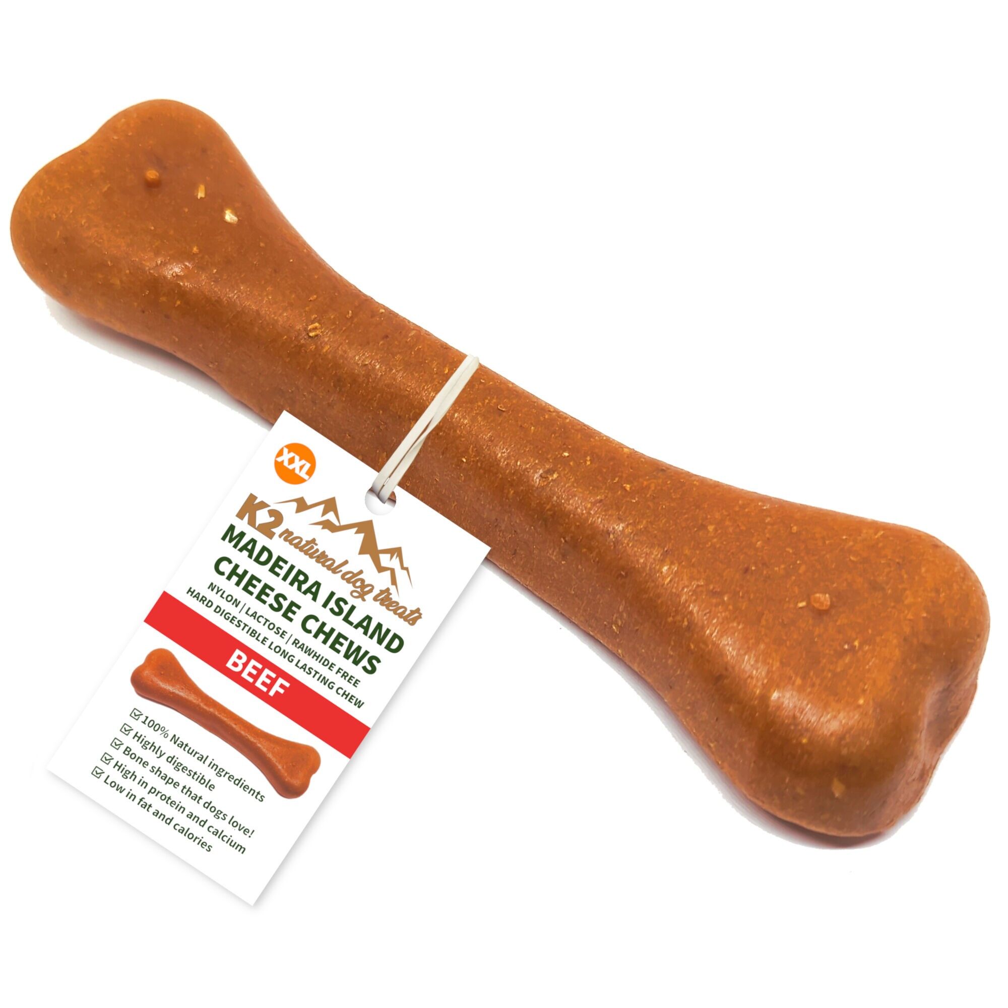 Friandises à mâcher naturelles pour chiens K2 – Friandises au fromage et au bœuf, faciles à digérer (5 tailles)