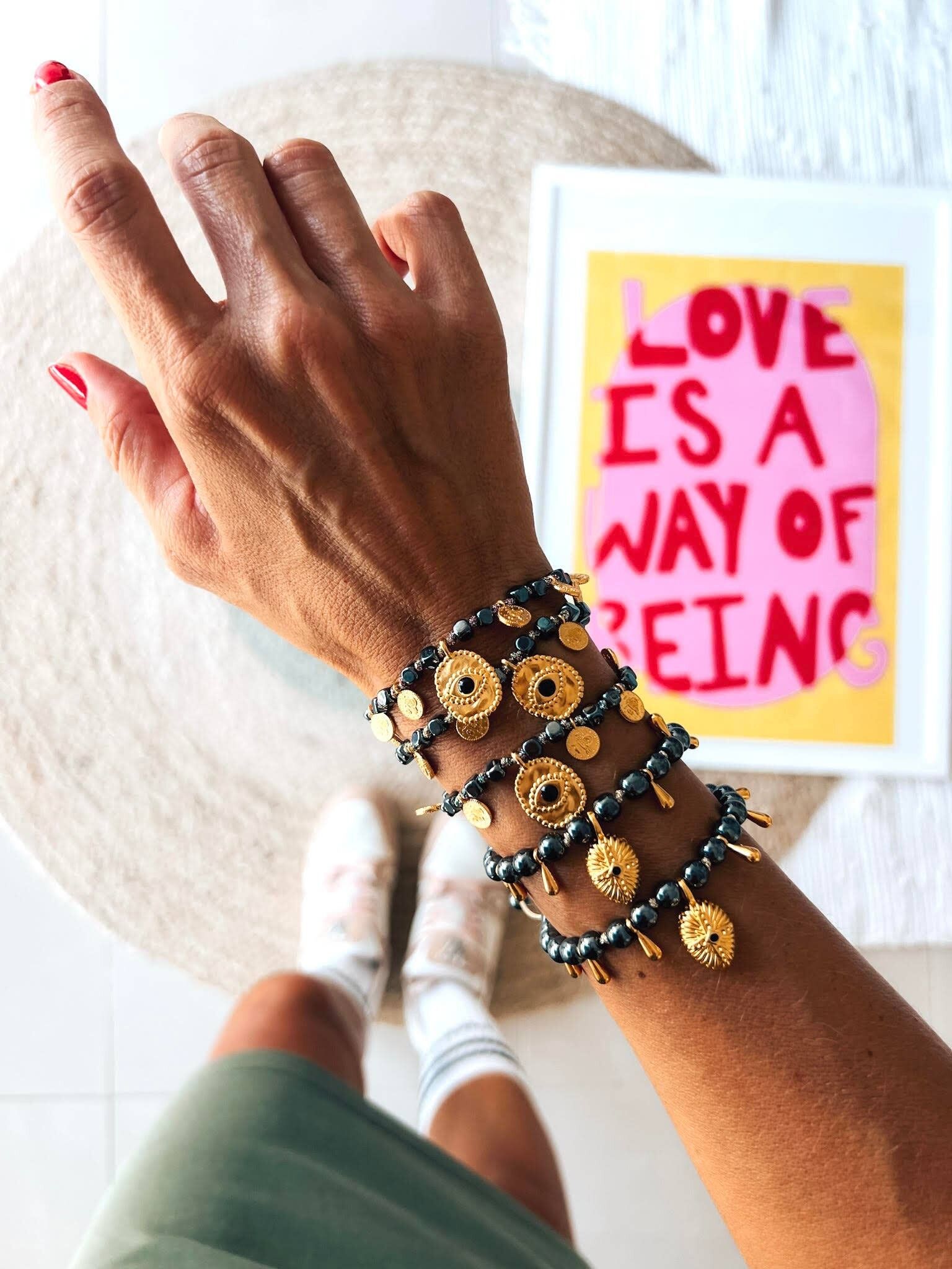 Pulseras protectoras de oro con hematita