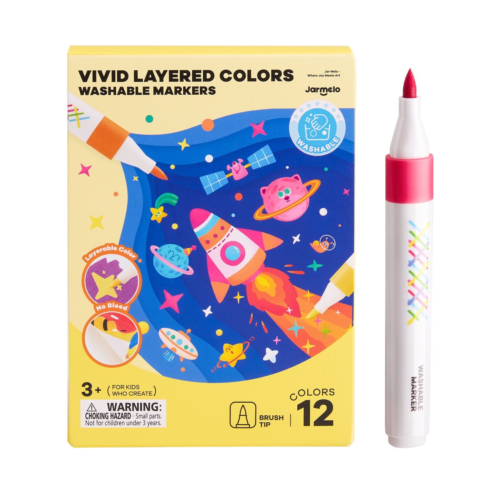 Farbstarke, mehrschichtige, abwaschbare Filzstifte, 12 Stück