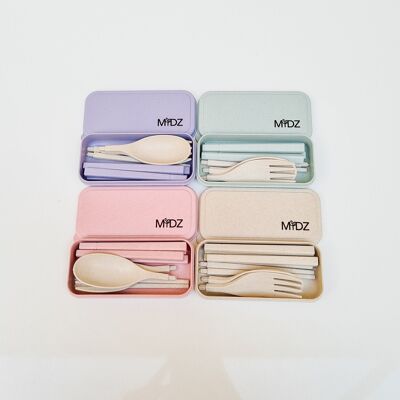 Biodegradable Wheat Straw Cutlery Set Lilac