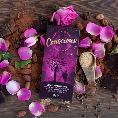 Love Potion No. 9 60g Barretta di cioccolato biologico vegano San Valentino