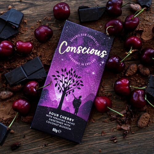 Sour Cherry 60g Vegan Organic Chocolate Bar