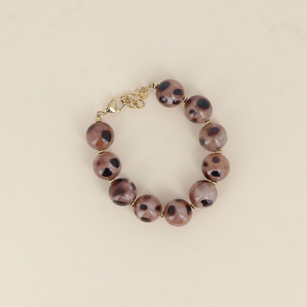 Armband am Kabel – Perlen aus Kunstharz mit Leopardenmuster