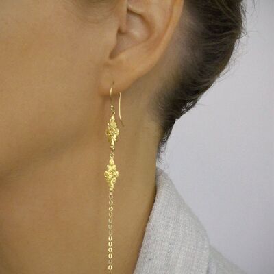 Boucles d'oreilles pendantes à maillons dorés