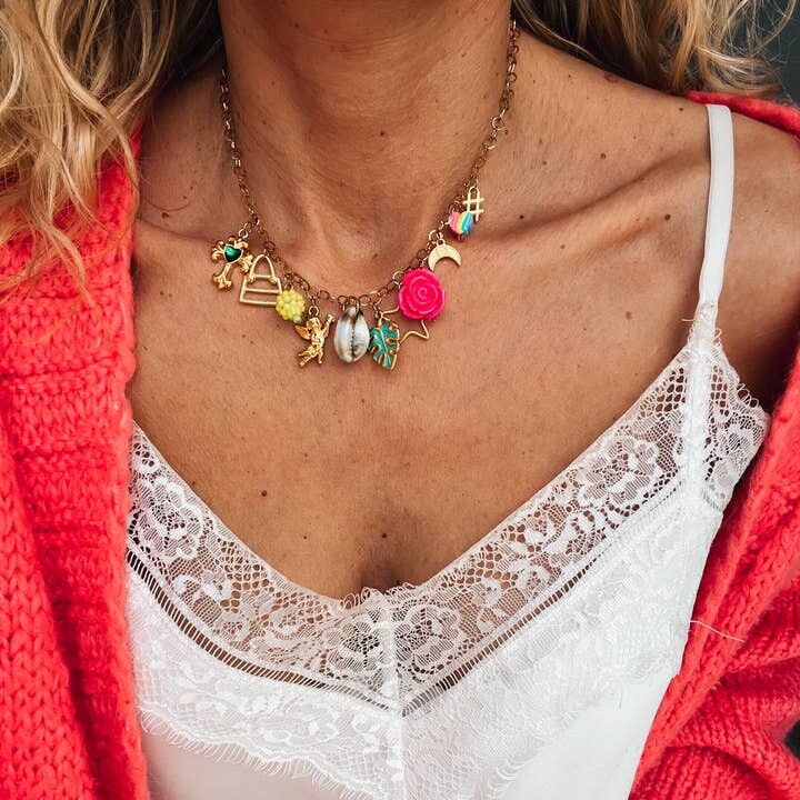 Collana vintage con ciondolo arcobaleno