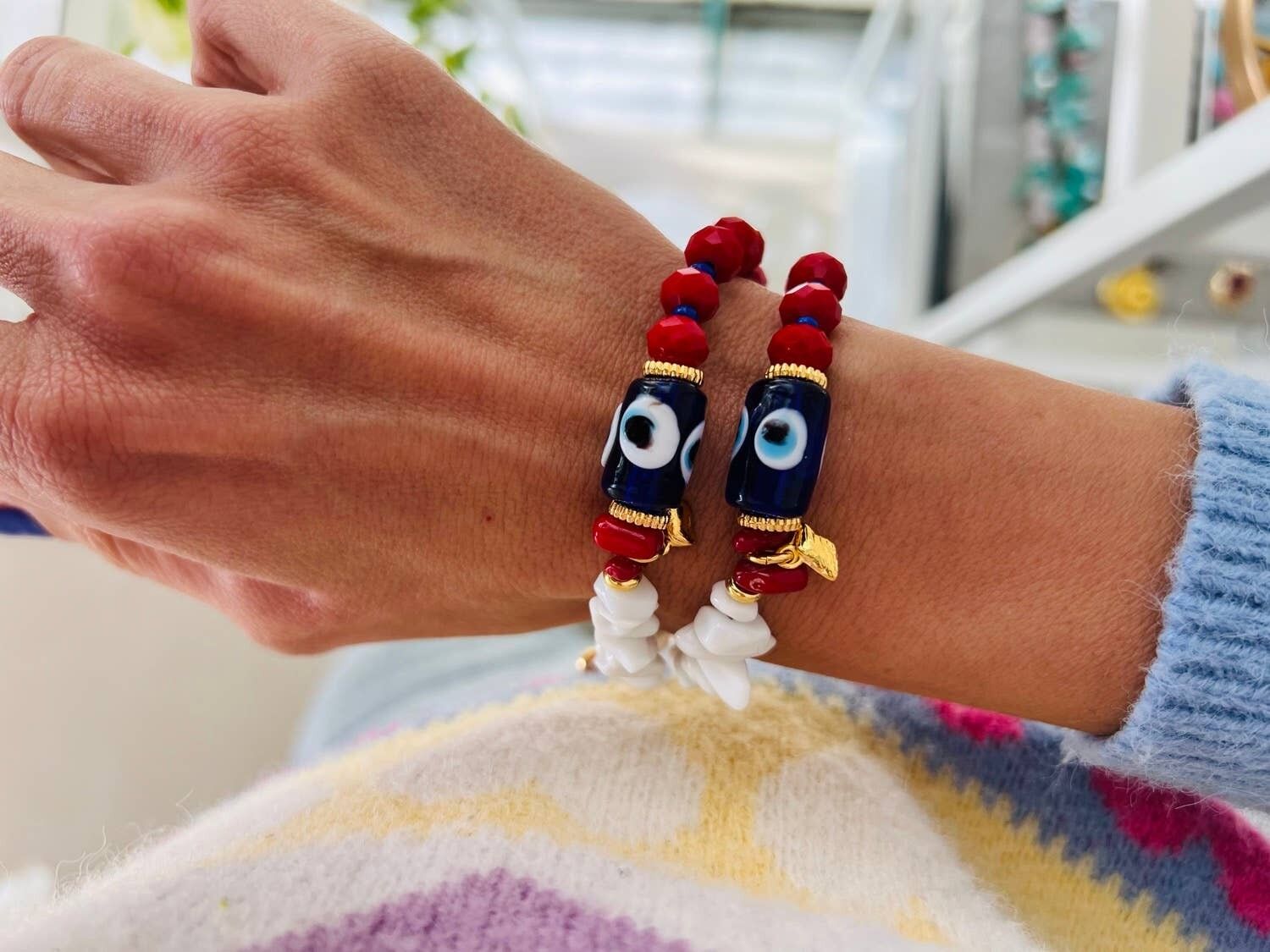 Bracelets œil bleu d'été, bracelets semi-précieux