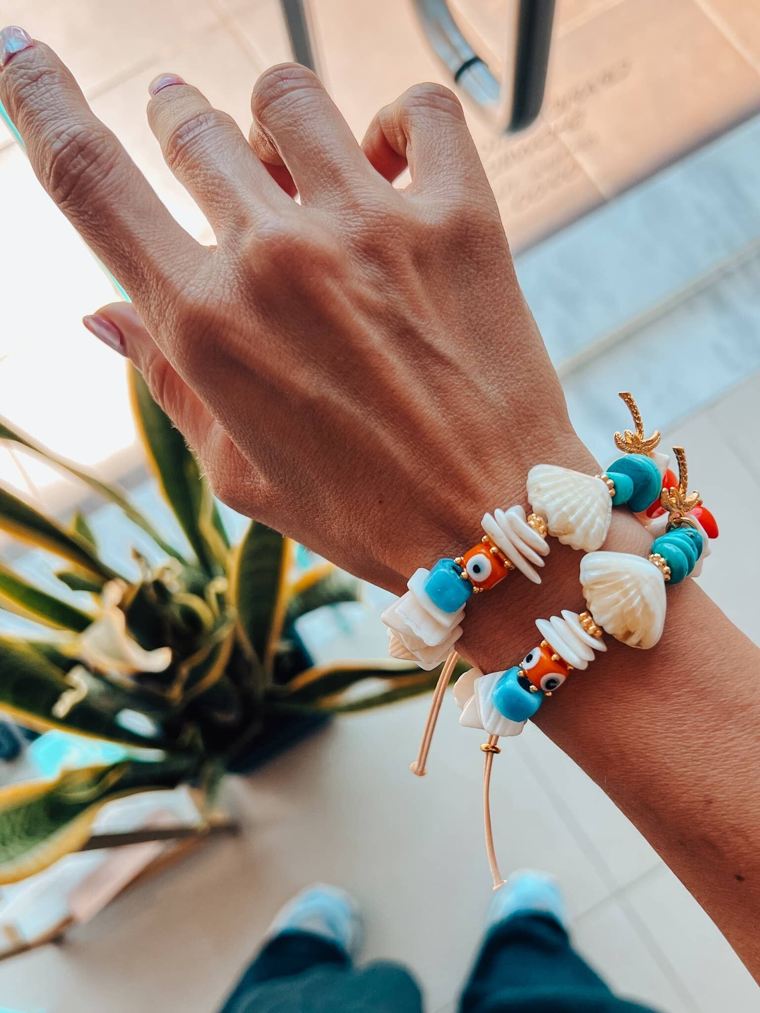 Bracelet en perles de coquillage Saint-Jacques