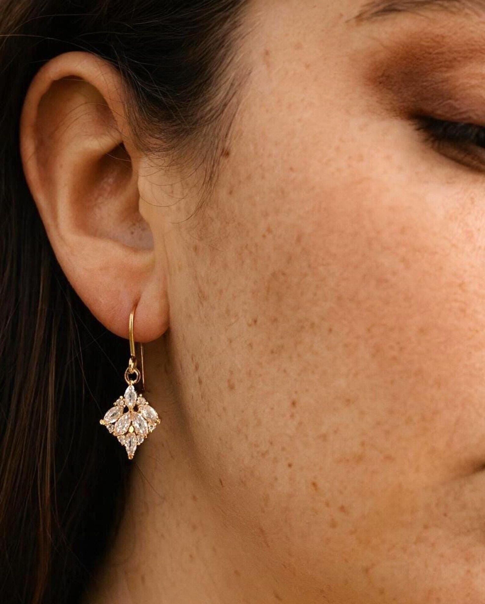 Art Deco Marquise Cubic Zirconia Earrings: 1920s Style