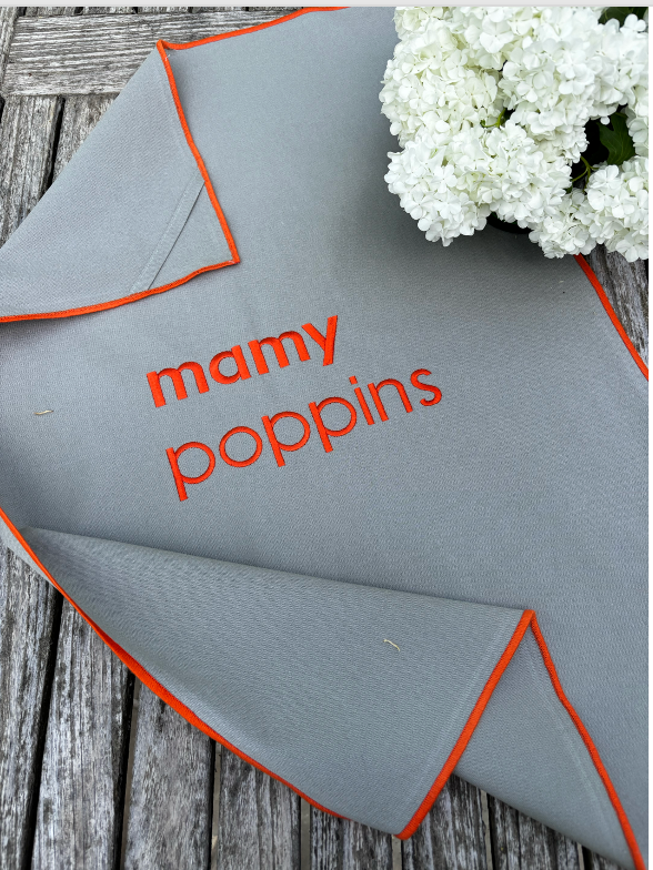 The Embroidered Vitamin-Enriched Tea Towel - Lichen - Mamy Poppins