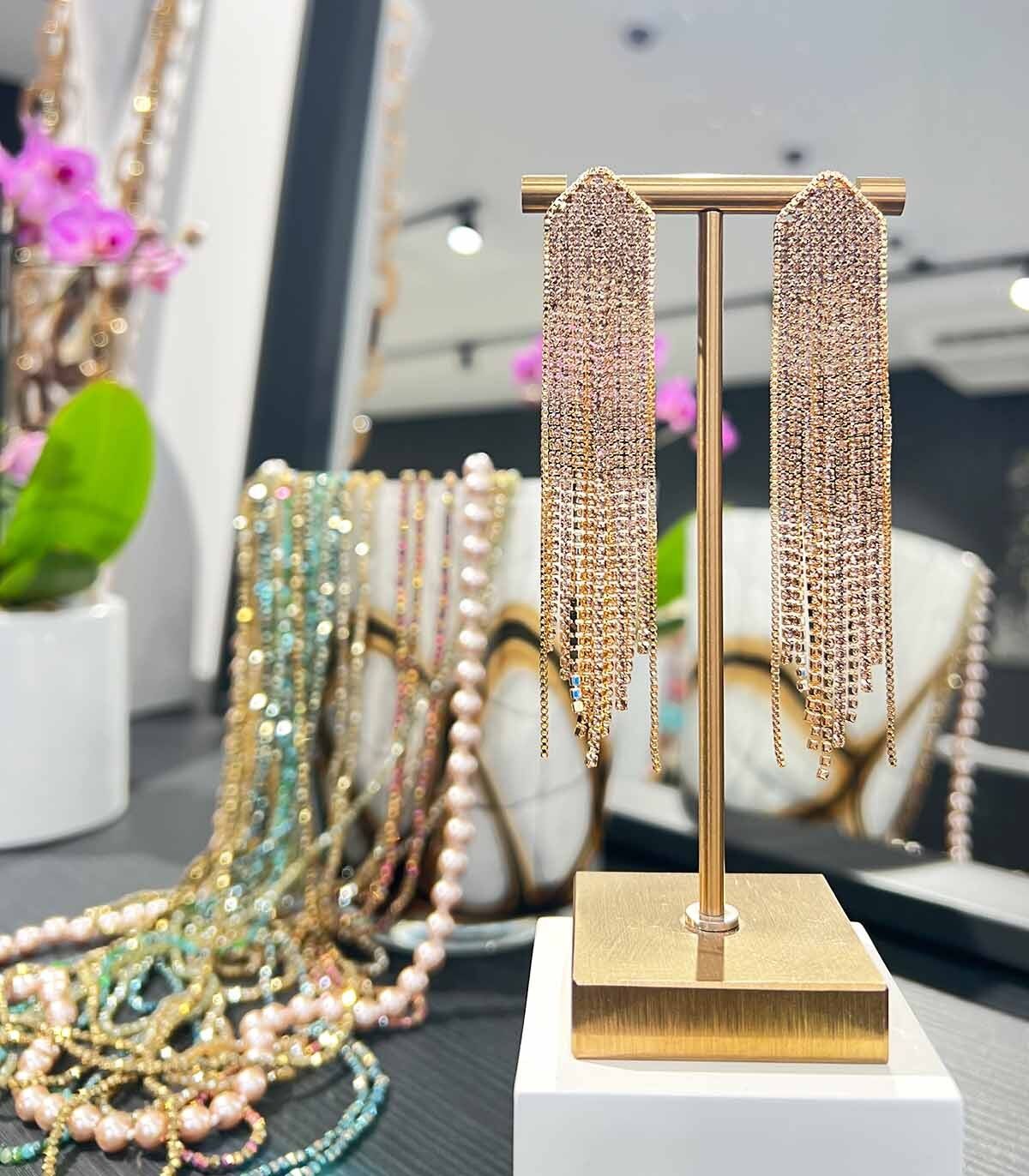 Orecchini pendenti in cristallo - Oro rosa