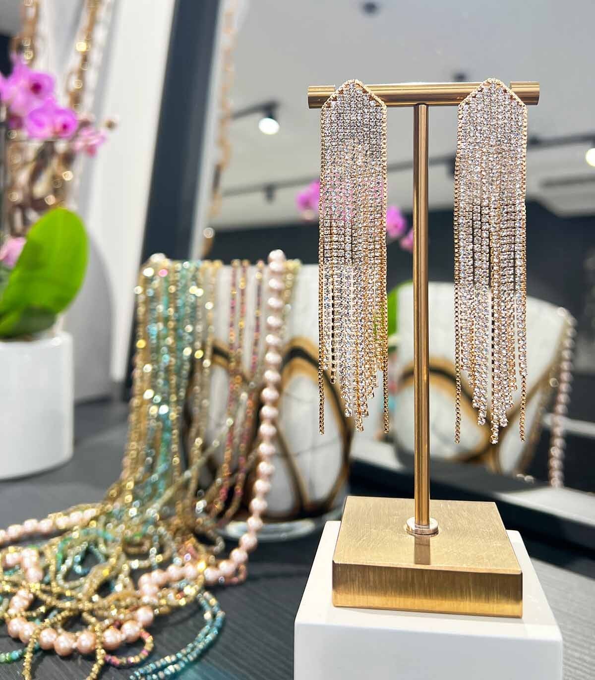 Orecchini pendenti in cristallo - Oro e argento