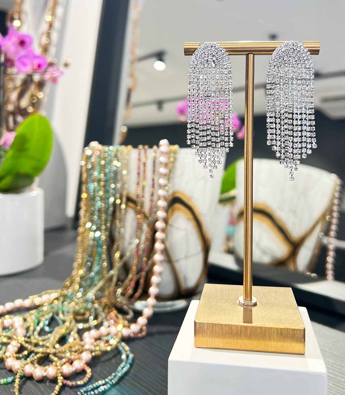 Orecchini pendenti rotondi in cristallo - Argento