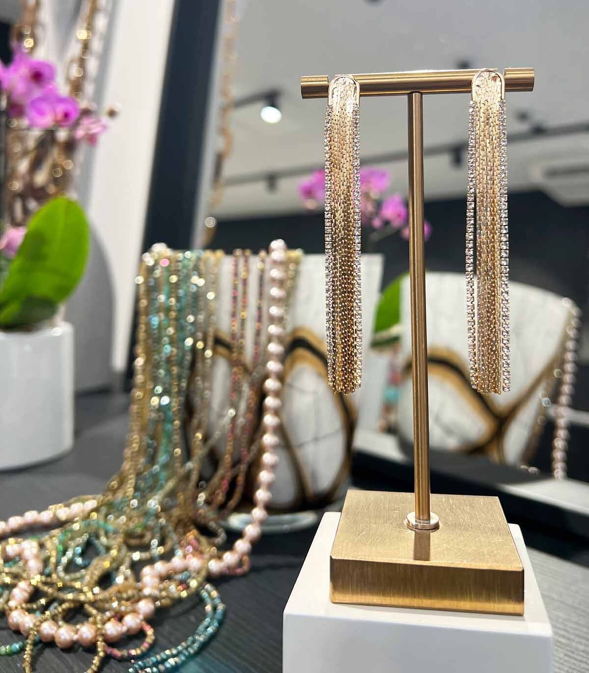 Orecchini pendenti in cristallo sottile - Oro