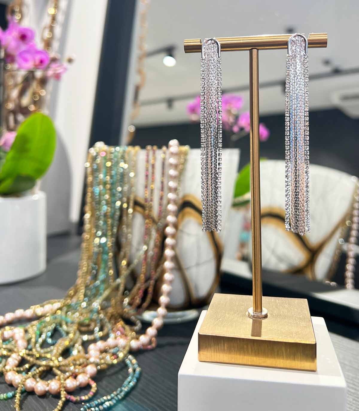 Orecchini pendenti in cristallo sottile - Argento