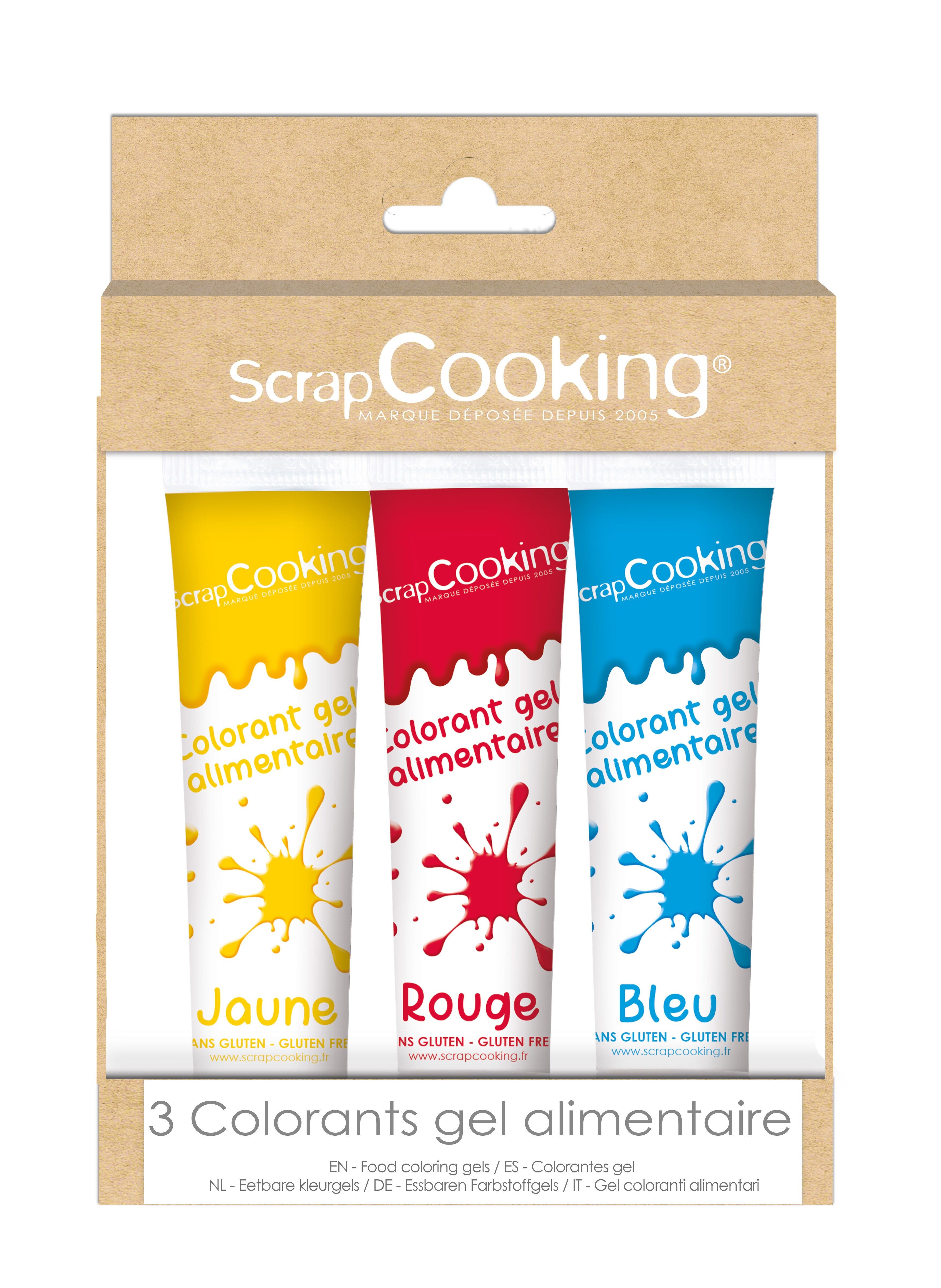Lotto di 3 coloranti alimentari in gel rosso/blu/giallo (3 x 20 g)