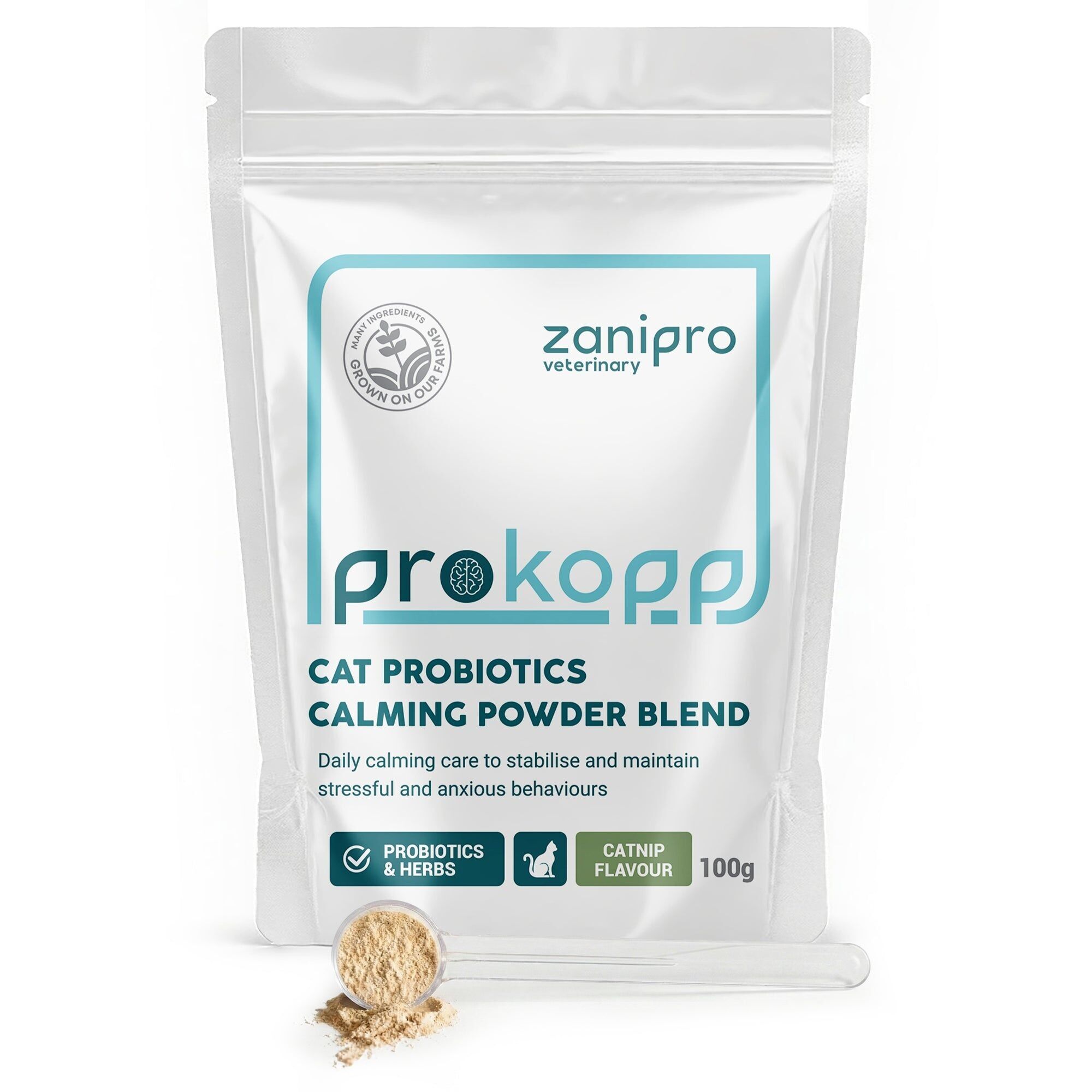 ProKopp Cat Calming Powder – Anxiety & Stress Relief with L-Tryptophan + Probiotics (100g)