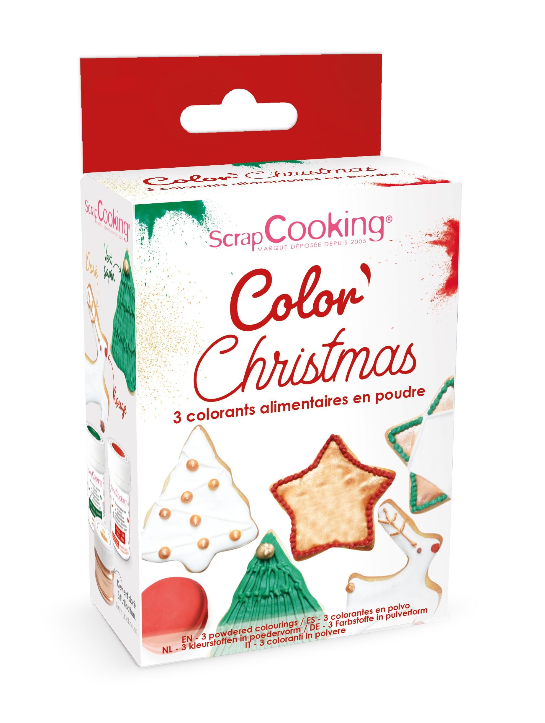 3 coloranti alimentari in polvere natalizi: verde, rosso e oro (3 x 5 g)