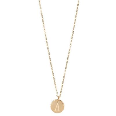 Jozemiek initial necklace with letter A, 14k gold plating
