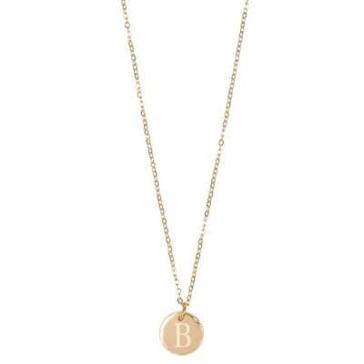 Jozemiek initial necklace with letter B, 14k gold plating