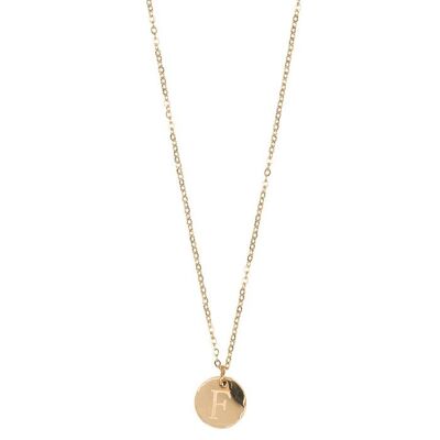 Jozemiek initial necklace with letter F, 14k gold plating