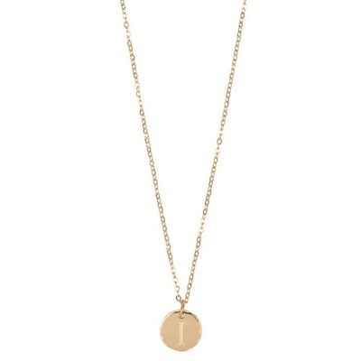 Jozemiek initial necklace with letter I, 14k gold plating